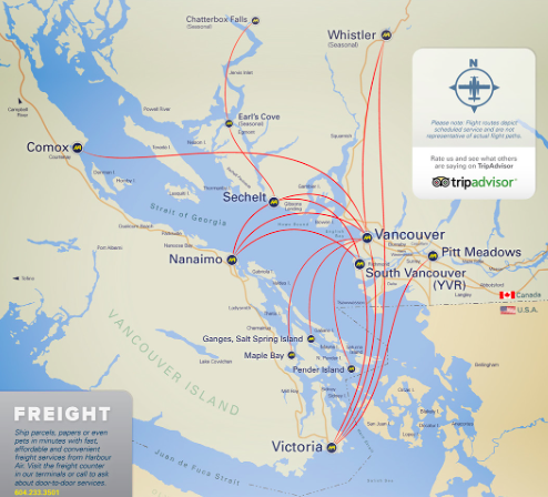 Harbour Air Seaplanes Route Map